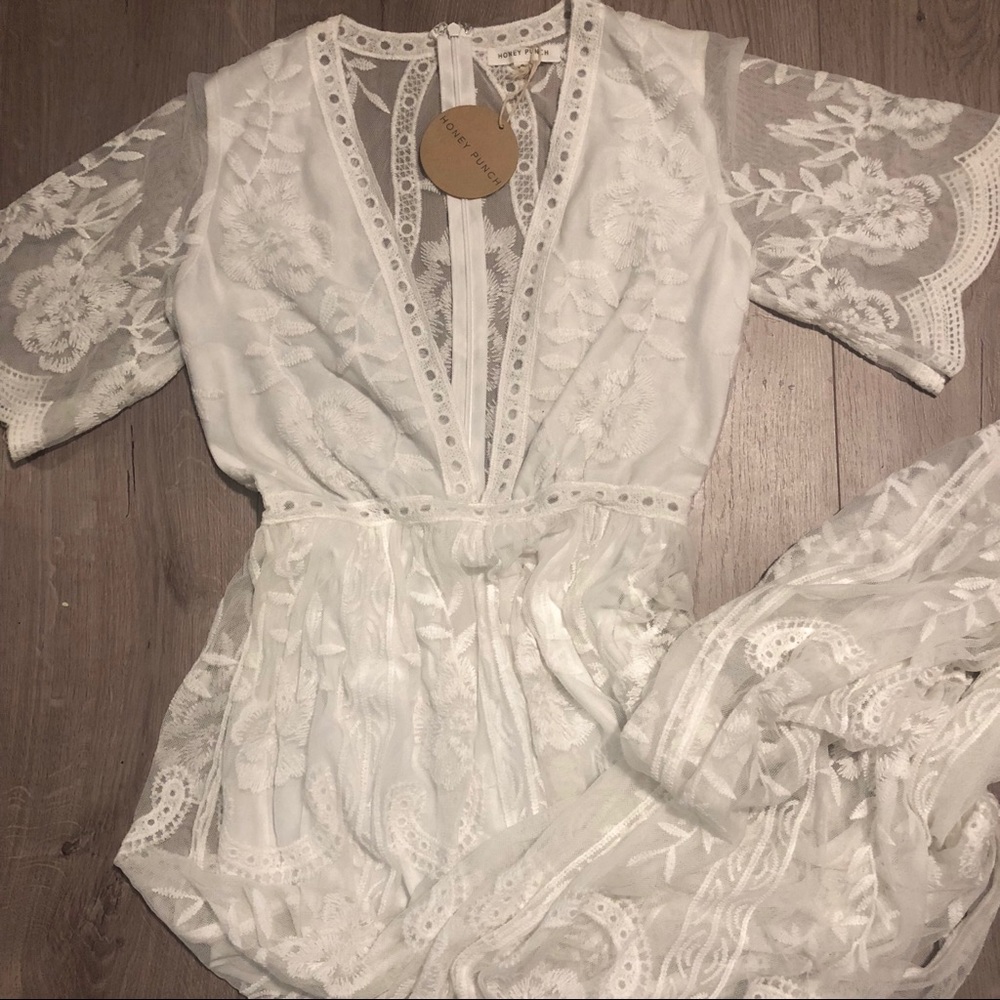 Honey Punch Long Lace Embroidered Dress